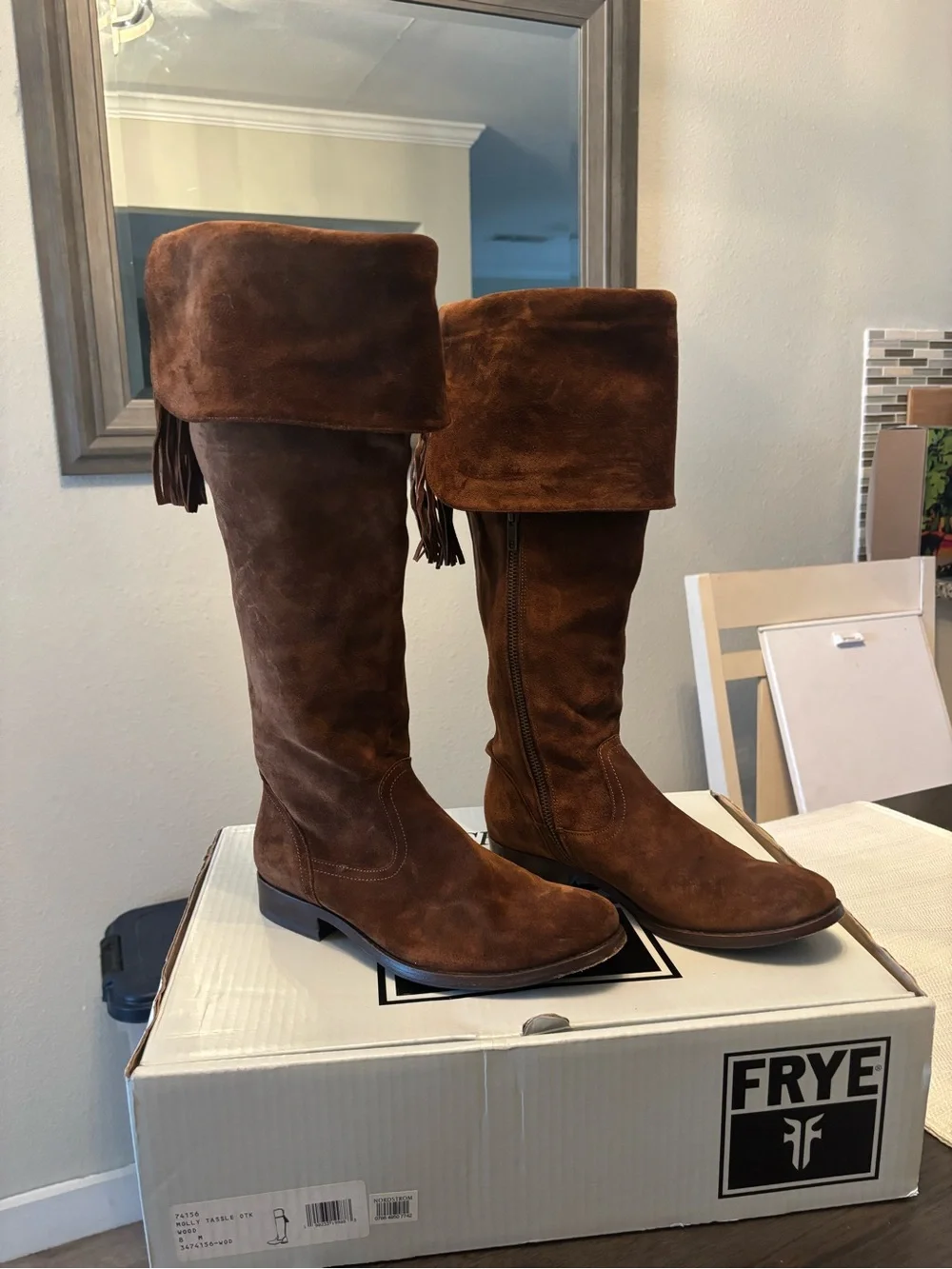Frye Chestnut Brown Over-the-Knee Slouch Suede Boots